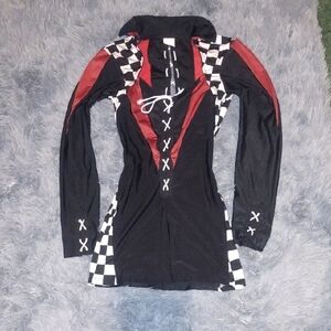 Chic Black and Red Long Sleeve Dress